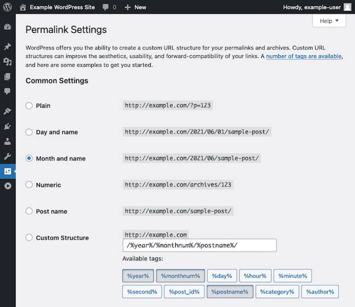 WordPress’s permalink style options WordPress’s permalink style options