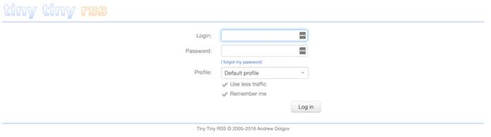 Tiny Tiny RSS Login Page