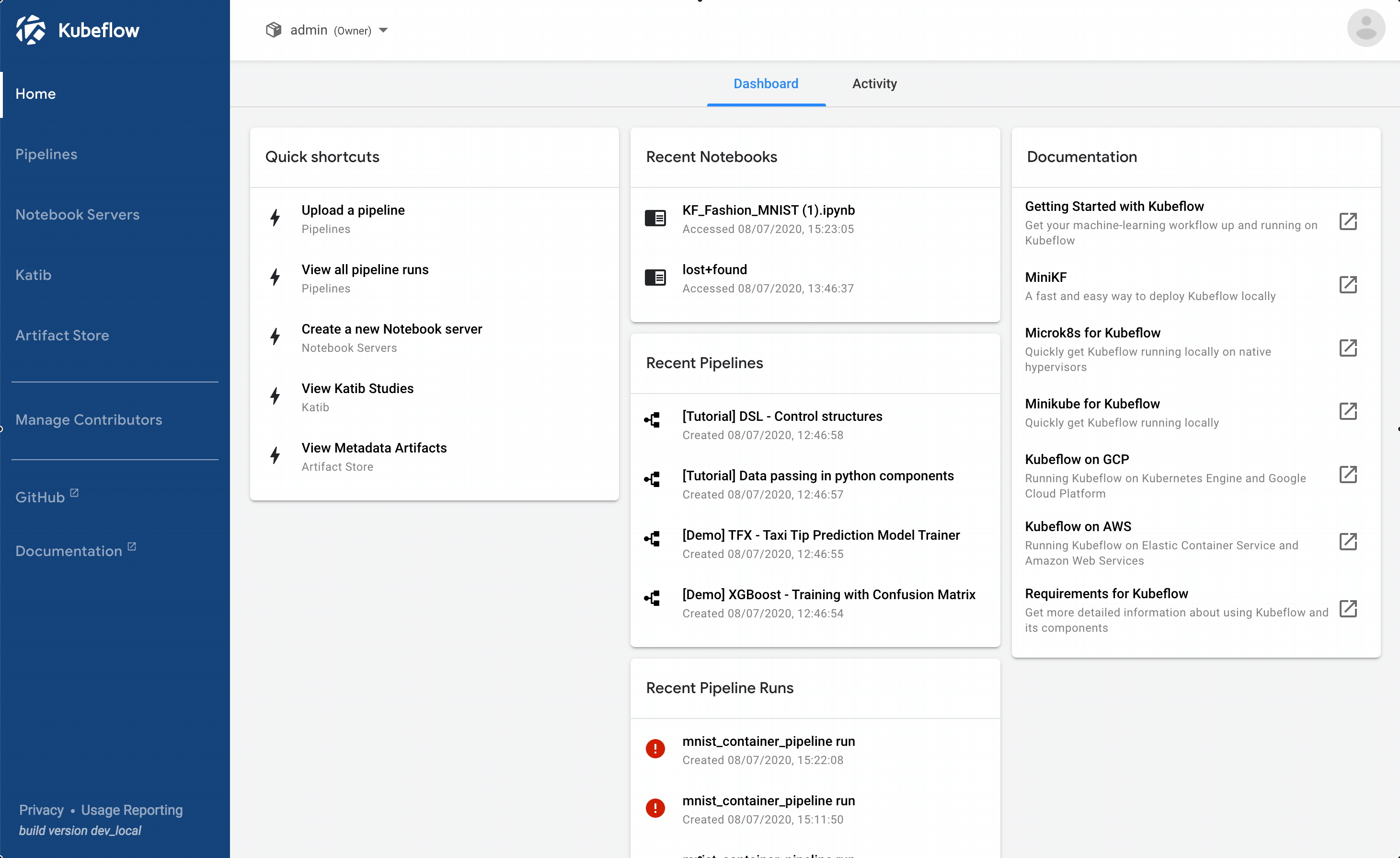 Notebook server in Kubeflow