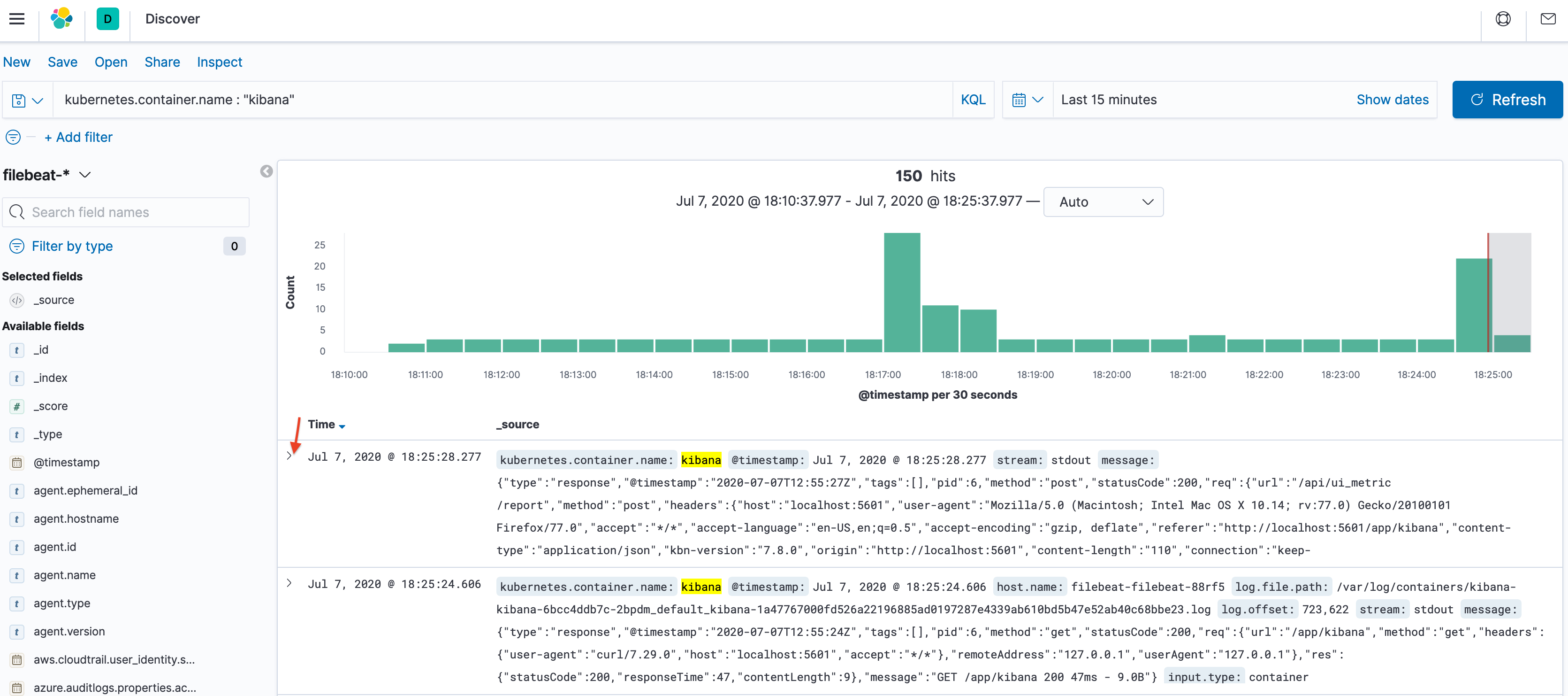 Kibana Open Log Event