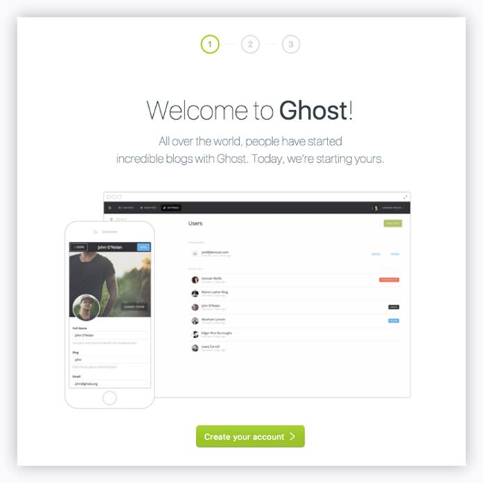 Ghost Welcome Screen