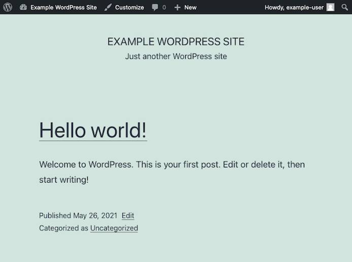 WordPress’s default, “Hello, World!” post. WordPress’s default, “Hello, World!” post.