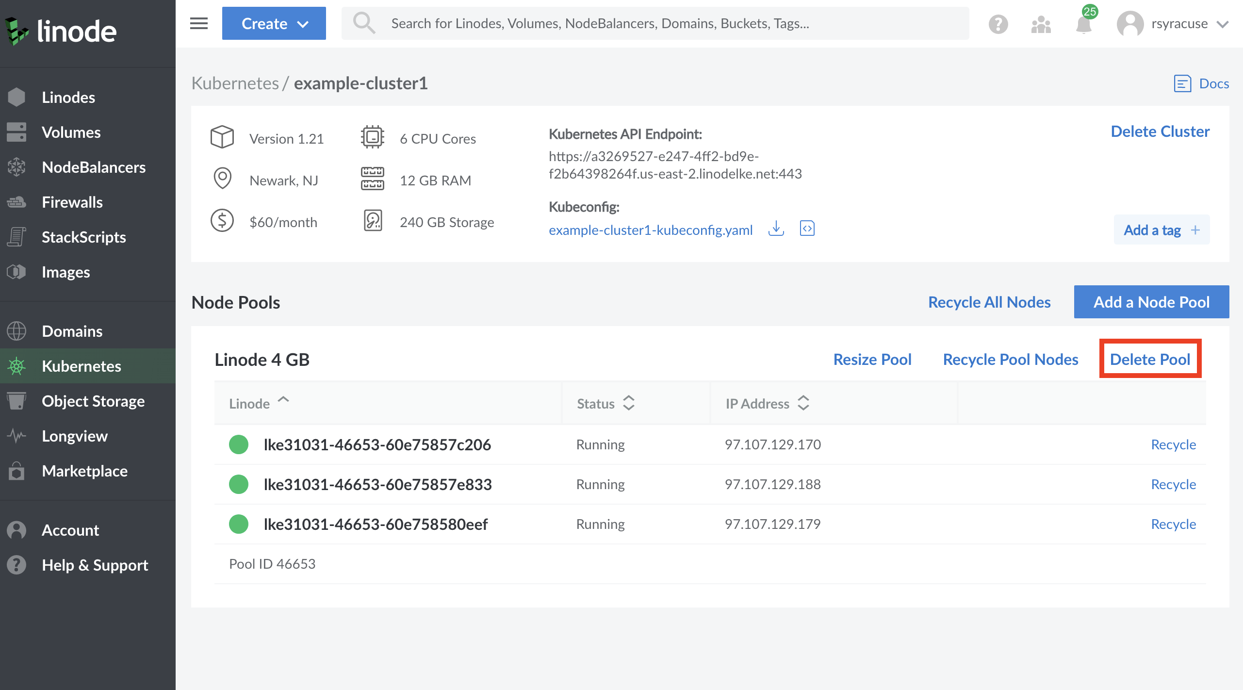 Delete your cluster&rsquo;s node pool