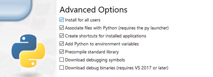 Python on Windows Advanced Options