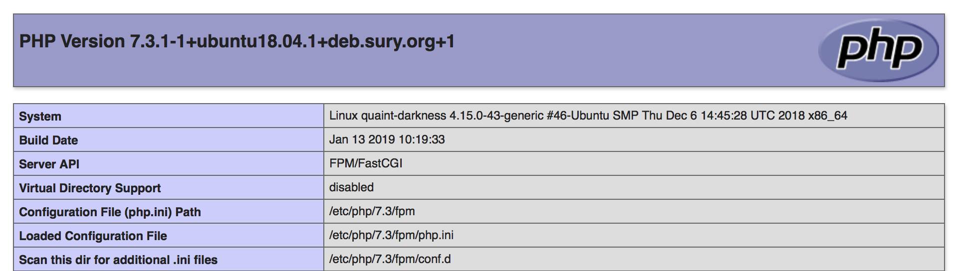 The PHP settings page of your new server PHP Settings Page